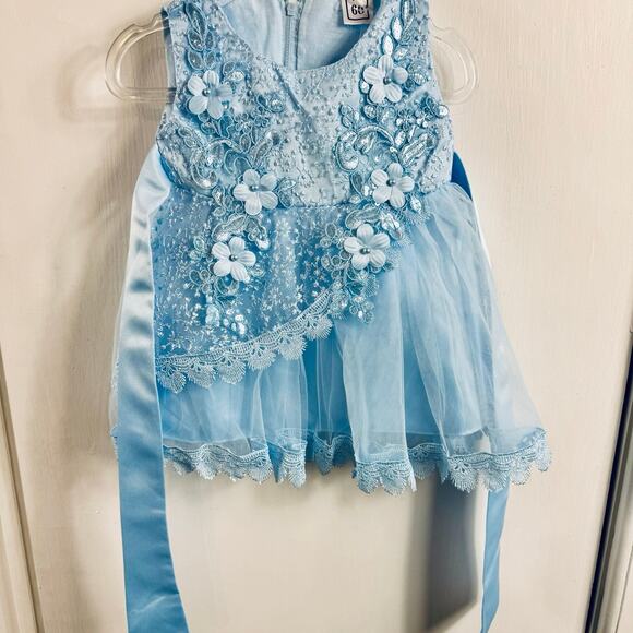 Blue Baby Ball Gown Flower Lace Tulle Dress 6–9M NWT - Picture 2 of 10